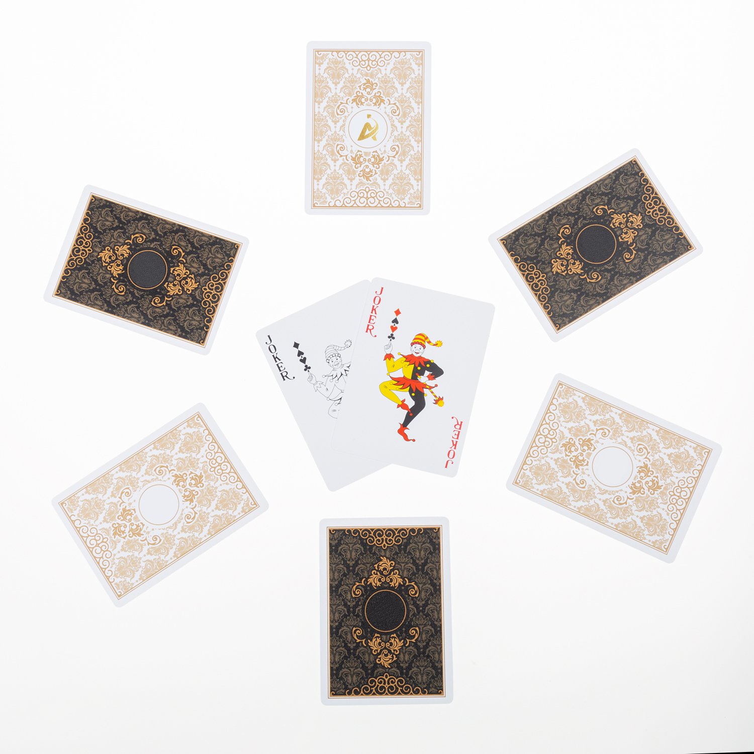 AYPC CUSTOM LOGO PVC Plastic Waterproof Big Number Classic Black Playing Card Gold UV Printing Stamping Flash Game Cards