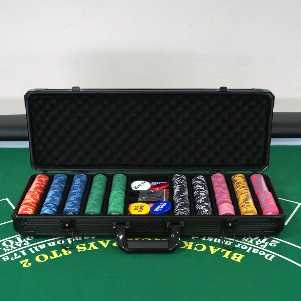 Wholesale Casino Poker Room Poker Chip Sets luxury Custom 500 pc 39mm Ceramic Chips dealer Playing Cards In Black Case