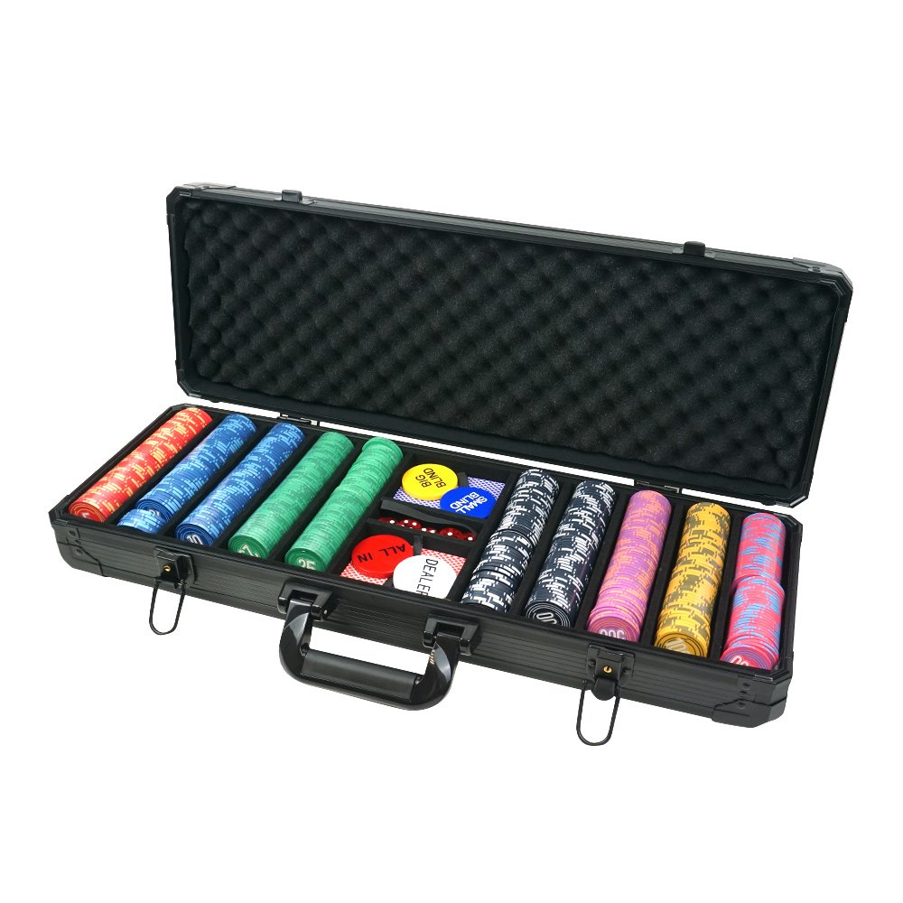 Wholesale Casino Poker Room Poker Chip Sets luxury Custom 500 pc 39mm Ceramic Chips dealer Playing Cards In Black Case