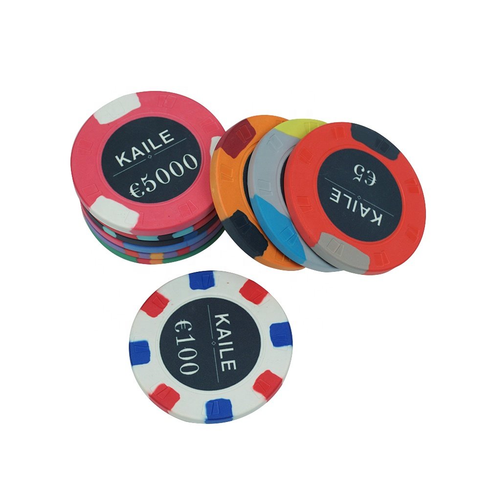 Professional custom card mould poker chips euro 10g 39mm ceramic material with your design no moq kaile factory for caisno game