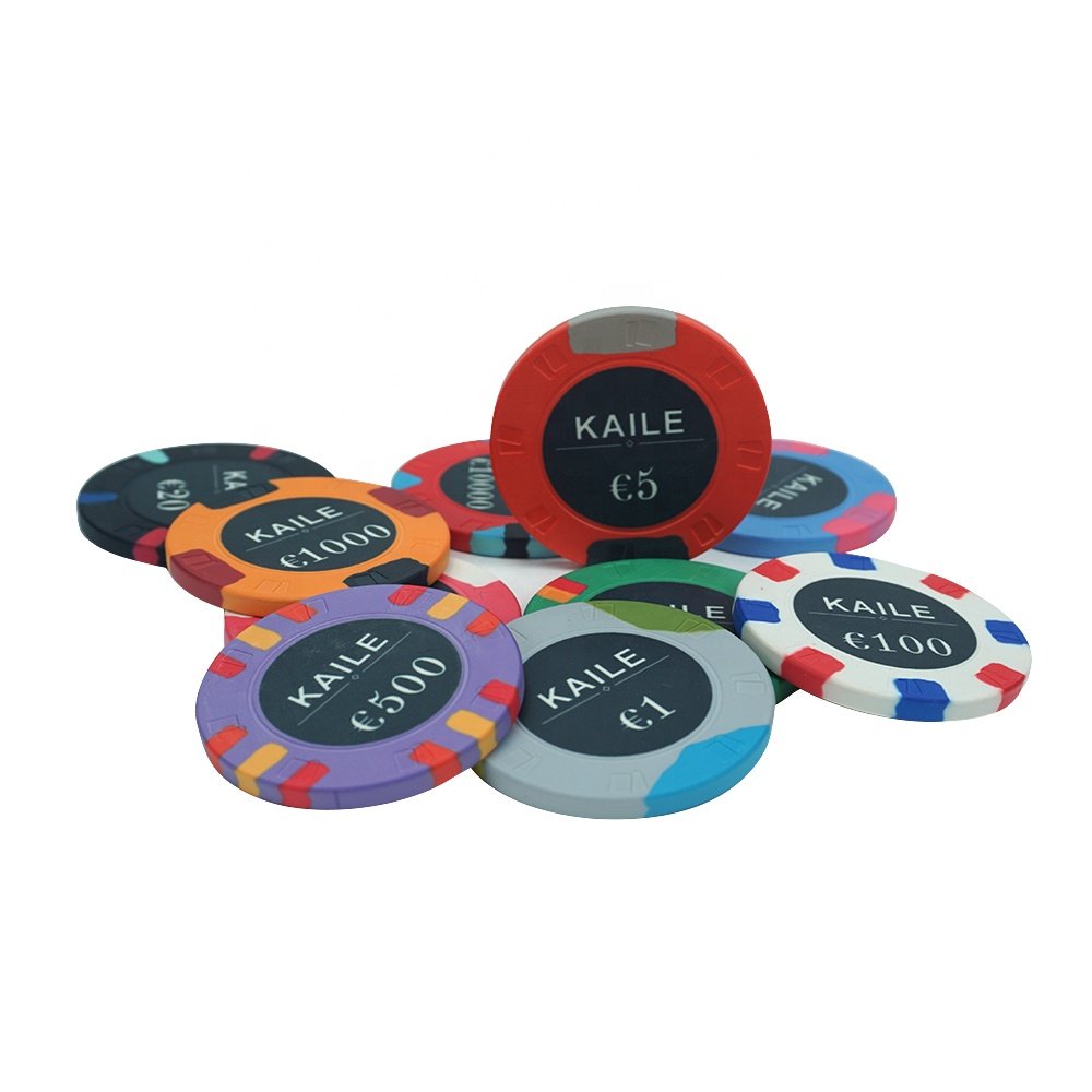 Professional custom card mould poker chips euro 10g 39mm ceramic material with your design no moq kaile factory for caisno game