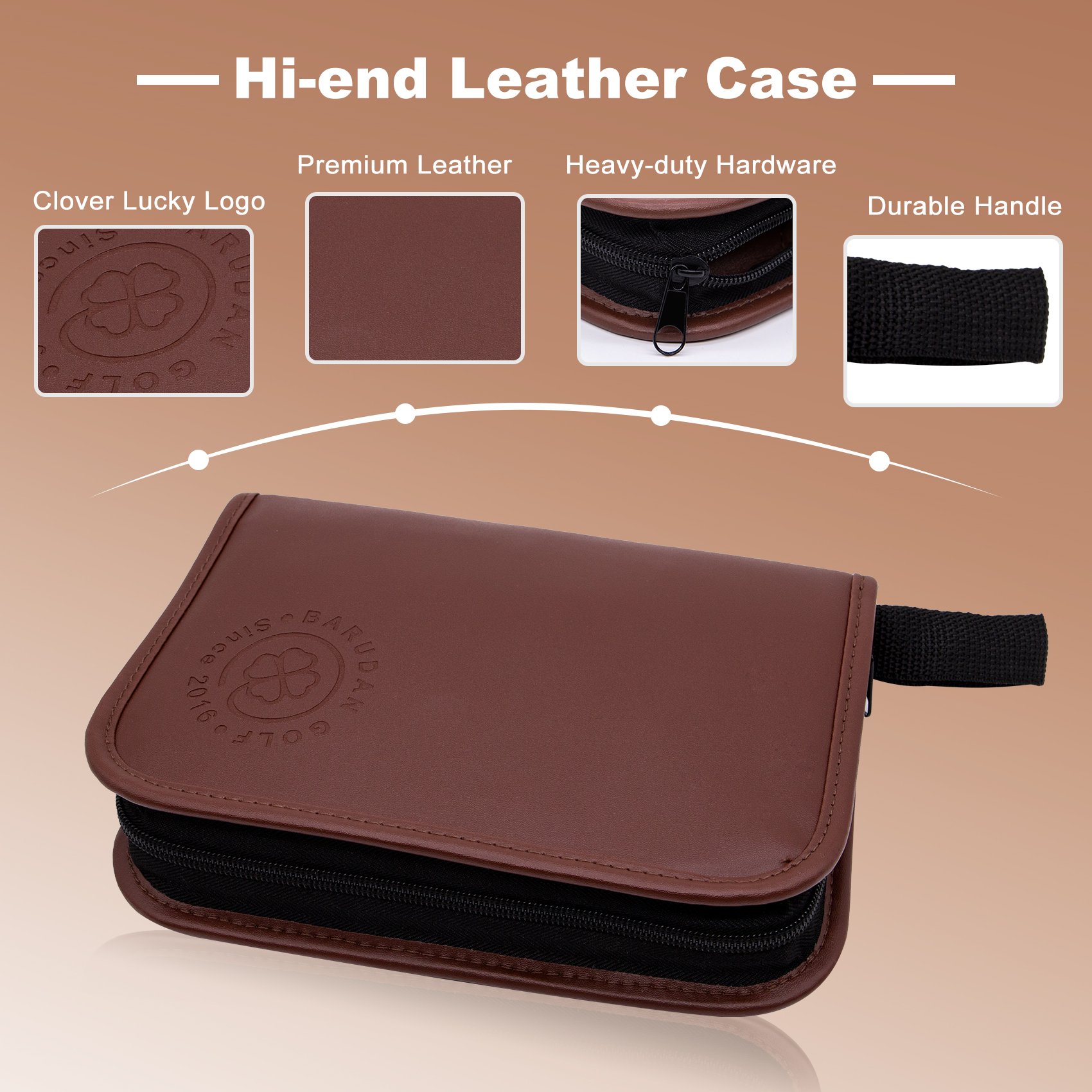 OEM Custom Leather Golf Tee, Ball Marker, Divot Tool Holder Golf Accessories Bag Golf Gift Set Case