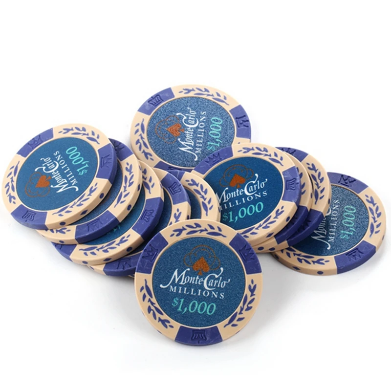 Custom printing 14g with sticker clay poker chips casino chip stock factory