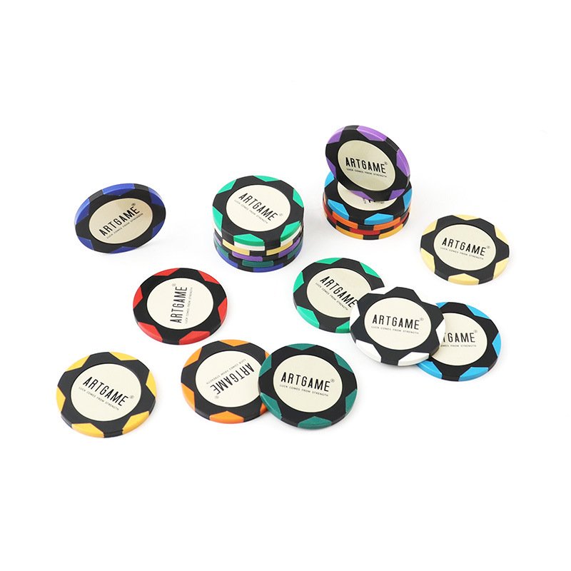 Custom printing 14g with sticker clay poker chips casino chip stock factory