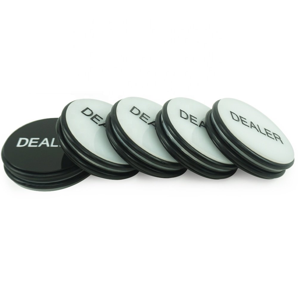 Acrylic 75mm Custom Black and White Poker Dealer Button Casino Hold'em Pressing Poker Cards Guard Poker Chips