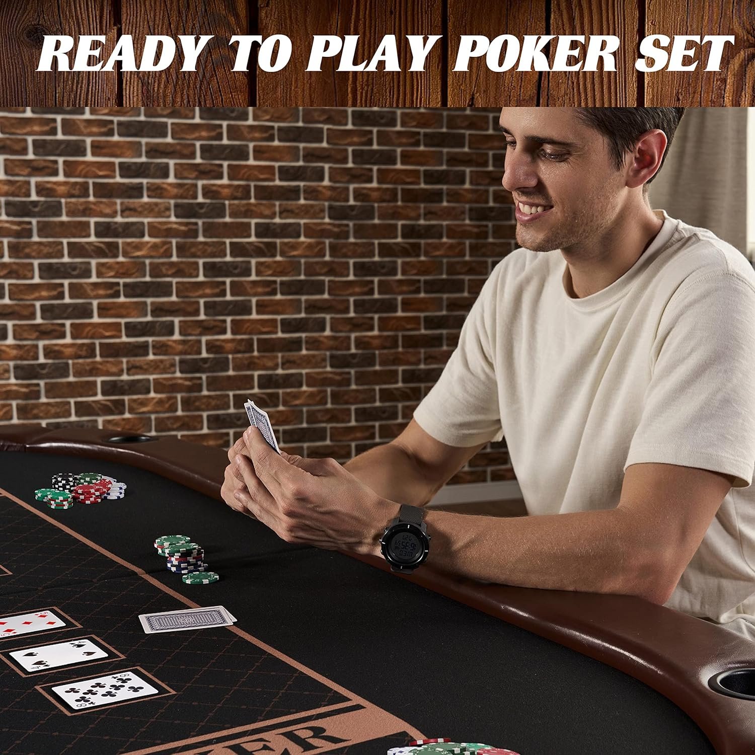 200 Piece Poker Chip Set with Pine Wood Case and Cards