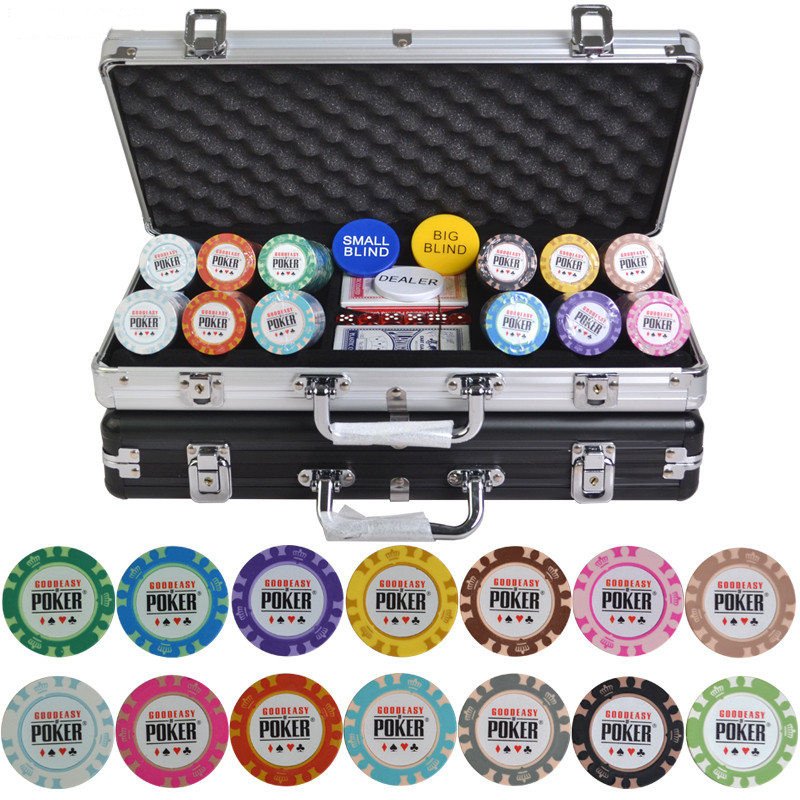 Colorful Clay poker Chips Texas Hold'em Chips Sets + Metal Box 300pcs/set 14g Casino Poker Chips Sets