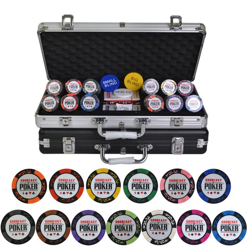 Colorful Clay poker Chips Texas Hold'em Chips Sets + Metal Box 300pcs/set 14g Casino Poker Chips Sets
