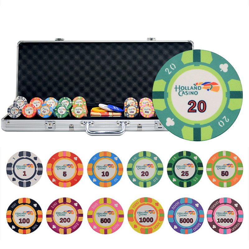 Entertainment/Party/Club Chips Texas Hold'em Ceramic Poker Chip 500pcs/set Aluminum Suitcase
