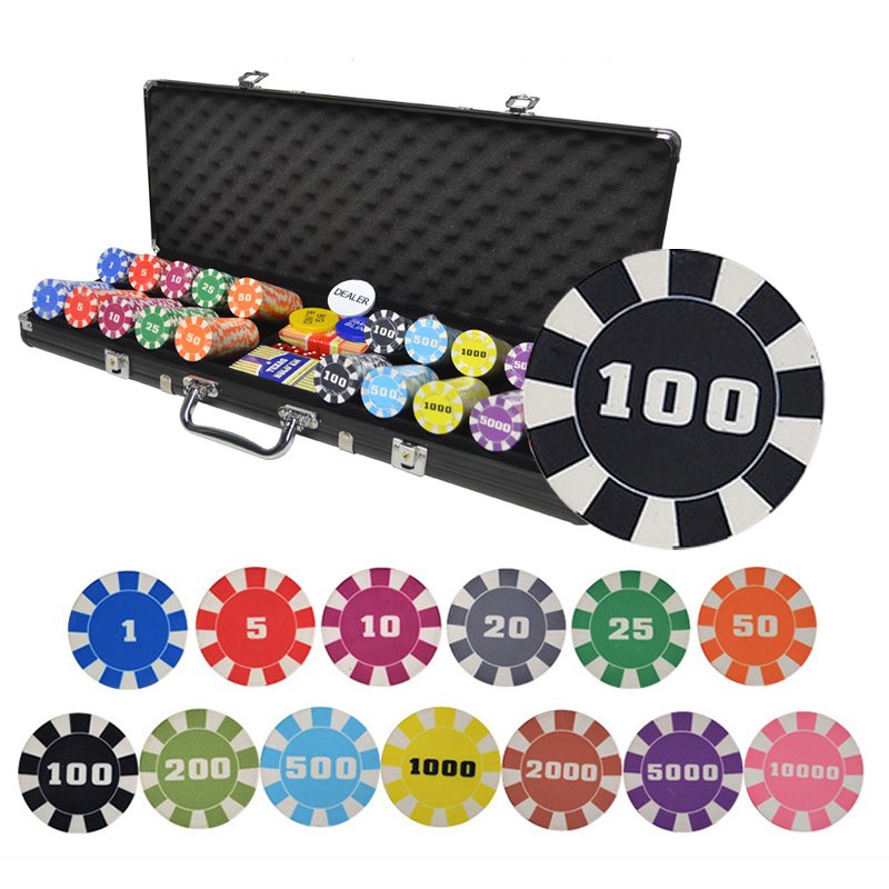 Entertainment/Party/Club Chips Texas Hold'em Ceramic Poker Chip 500pcs/set Aluminum Suitcase