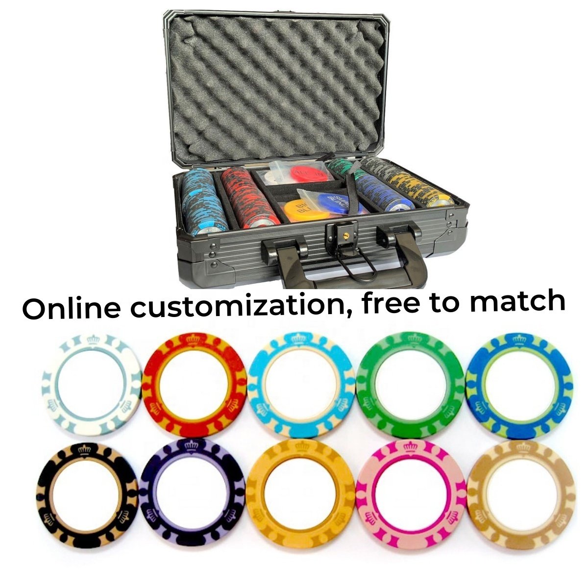 Premium High-End 200pcs Ceramic Poker Chips Set Exclusively Designed for Top Casinos 14g Weight