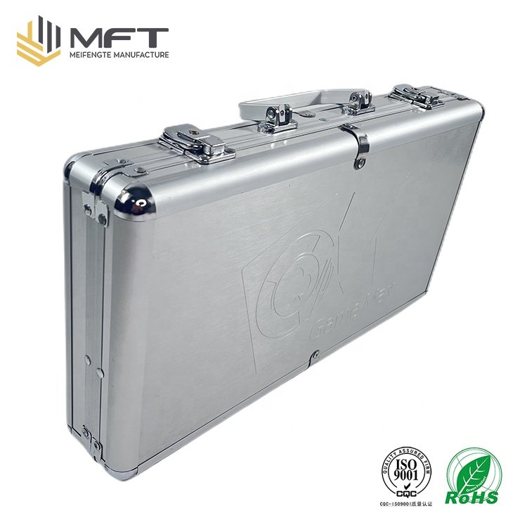 MAC026 NEW molded high end pure aluminum LOGO integrated silver case with dividers for 300 pieces poker chips