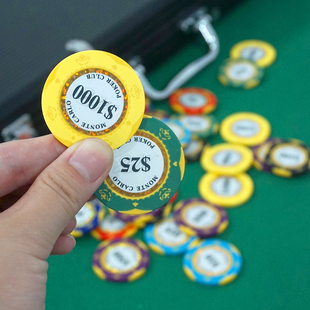 Casino Poker Games Blackjack Texas Hold'em Poker Accessories 500pc Clay Chip Set Black Premium Chip Aluminum Case Set