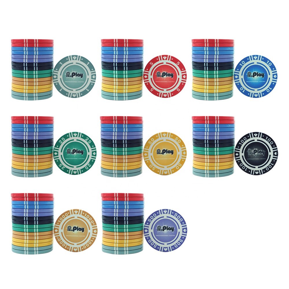 Factory wholesale ceramic poker chips set 39mm 10g ept professional quality chip custom logo hot sale for casino game
