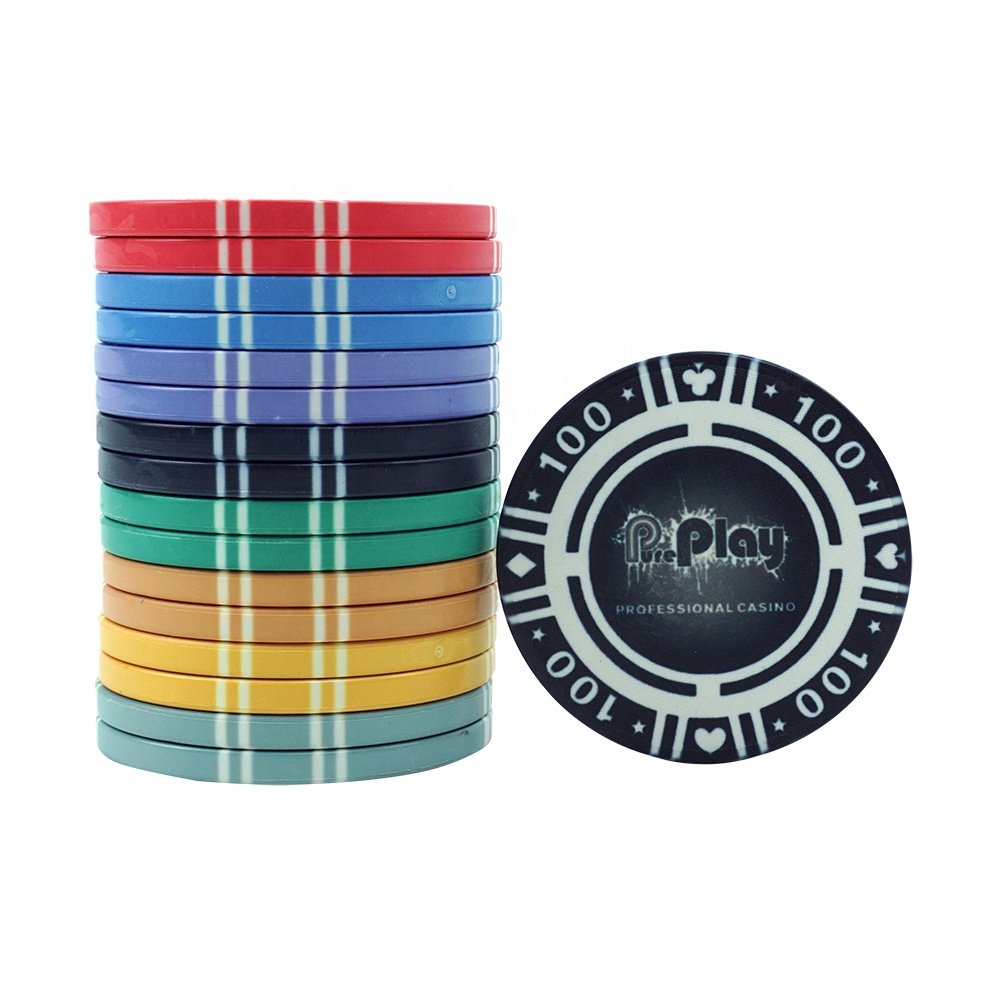Factory wholesale ceramic poker chips set 39mm 10g ept professional quality chip custom logo hot sale for casino game