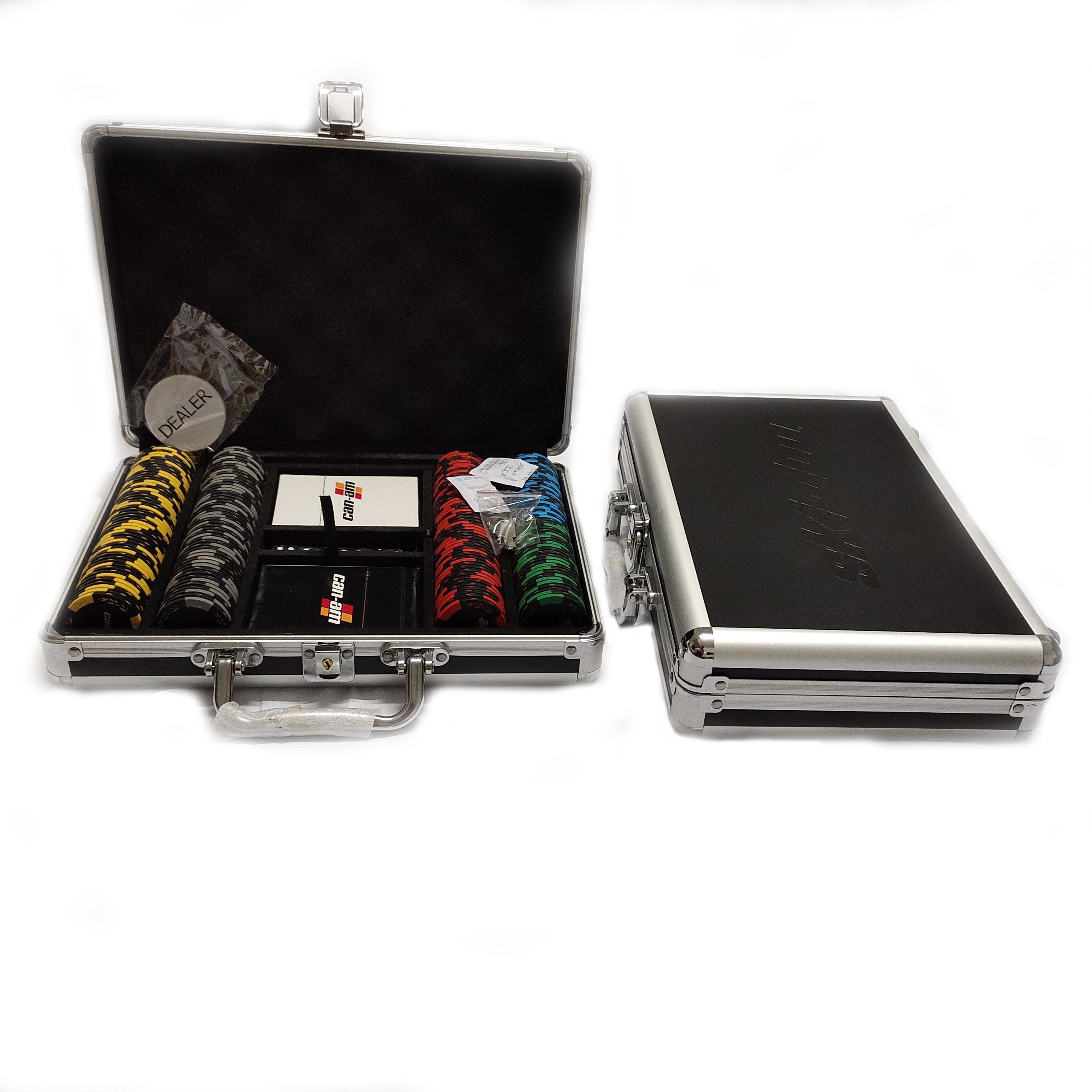 Poker Set Of 200 300 500 Chips In PU Leather Carrying Case or aluminum case