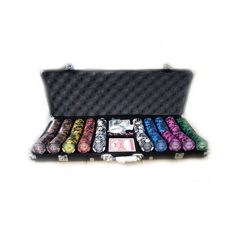 Poker Set Of 200 300 500 Chips In PU Leather Carrying Case or aluminum case
