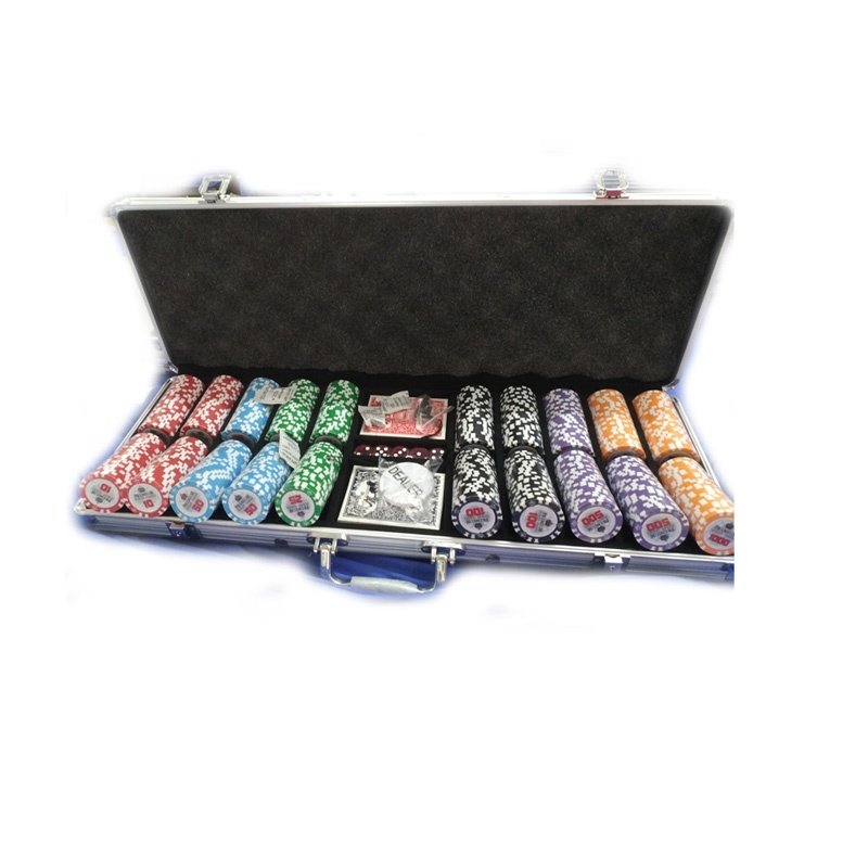 Poker Set Of 200 300 500 Chips In PU Leather Carrying Case or aluminum case
