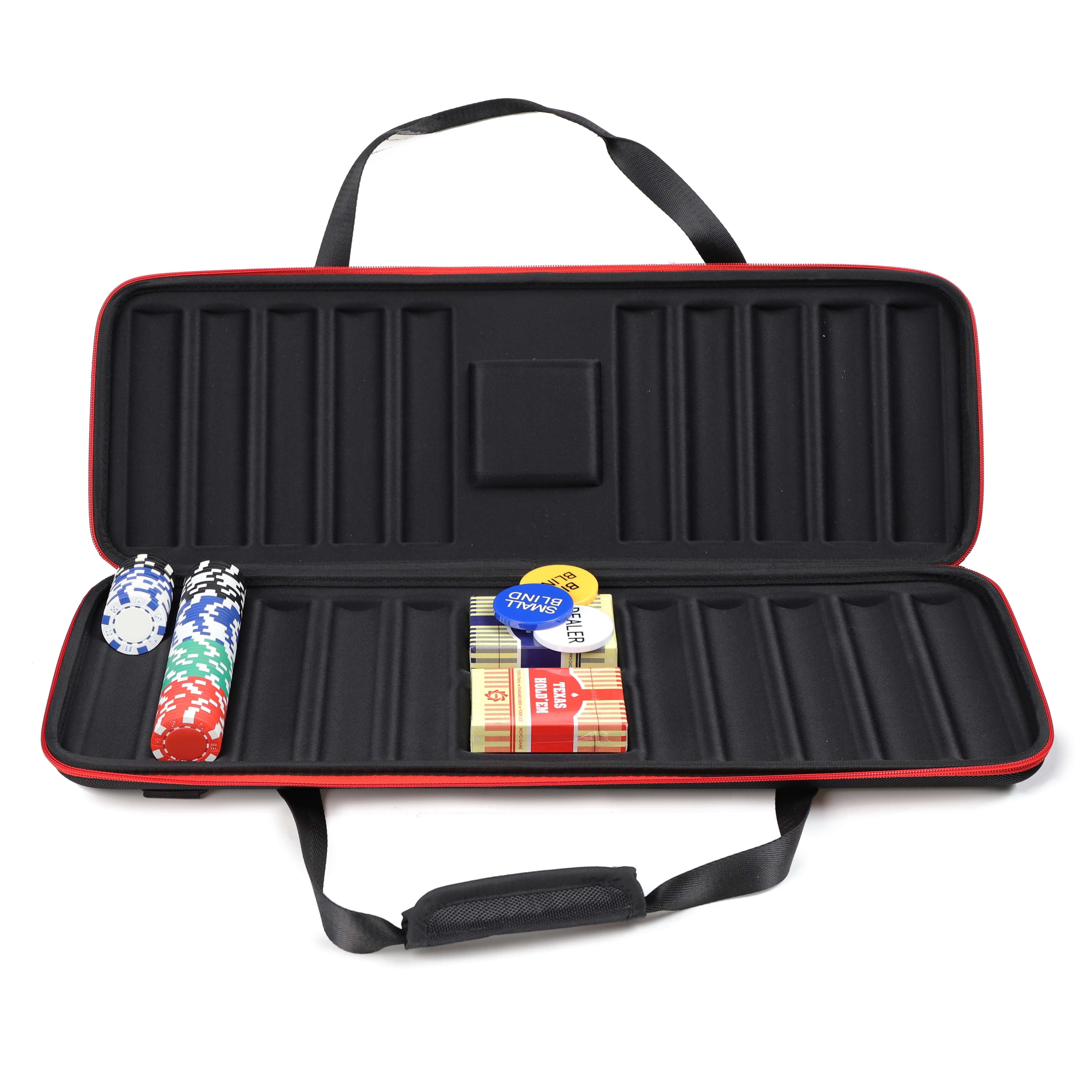 Custom Hard Carry 2000 Leather Poker Chip Case, molded tray hard long case