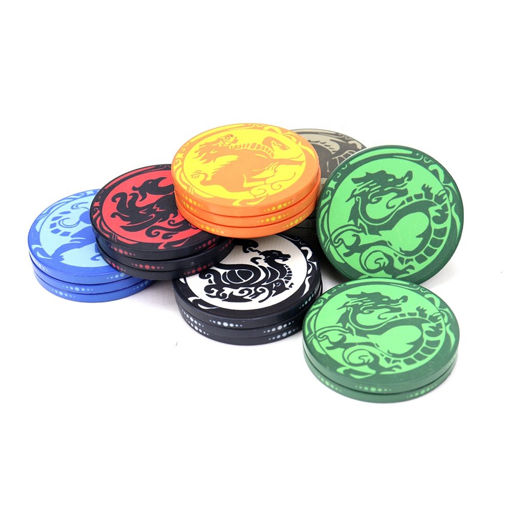 Factory supply 14g ceramic tokens poker chips wsop 46mm Dragon design custom logo no moq for casino gambling game