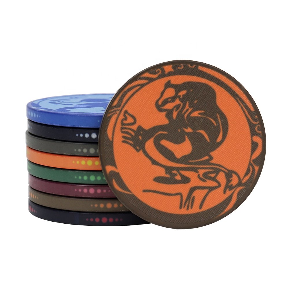 Factory supply 14g ceramic tokens poker chips wsop 46mm Dragon design custom logo no moq for casino gambling game