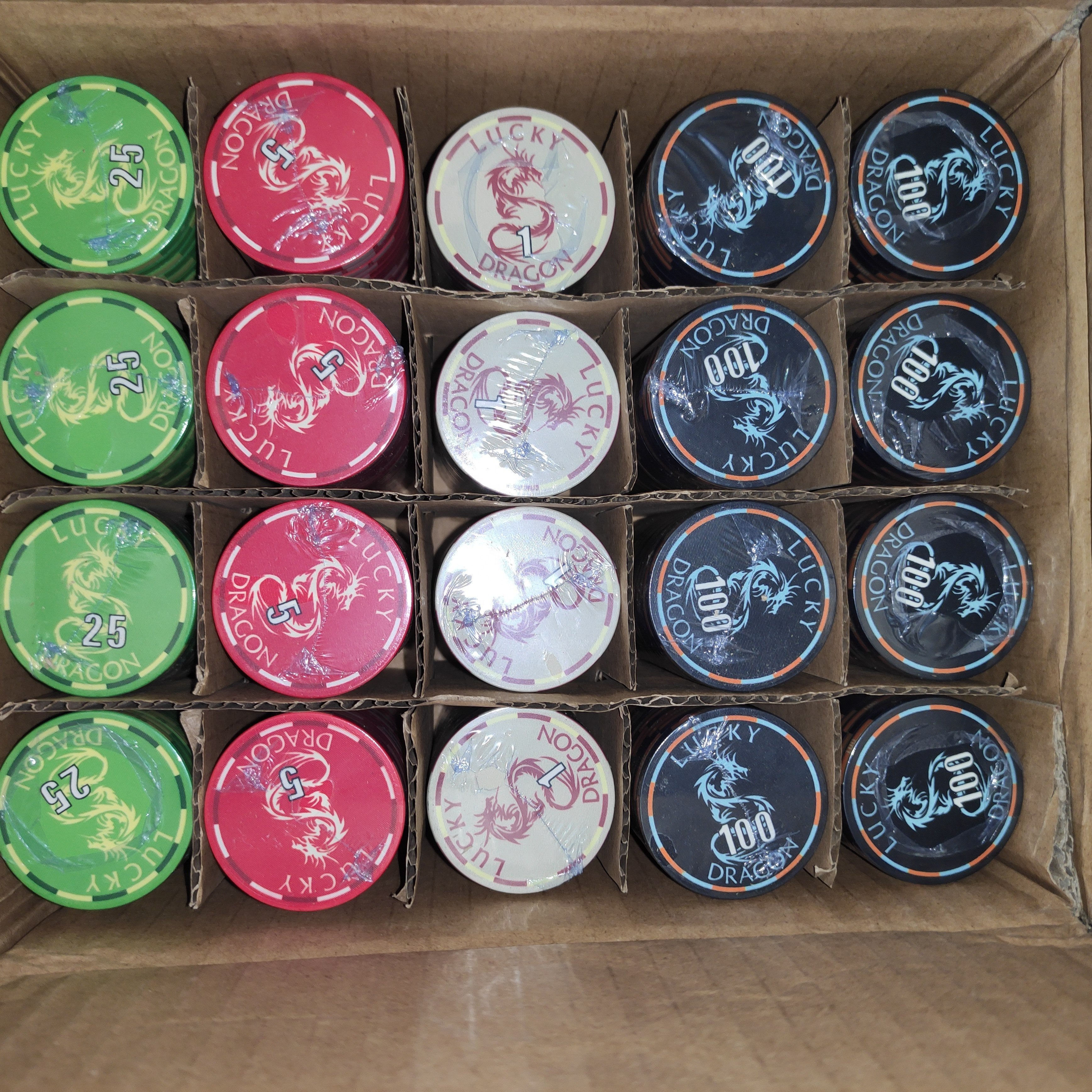 Personalized 10G lucky dragon ceramic poker chips sets 100 200 300 500 with your denominations