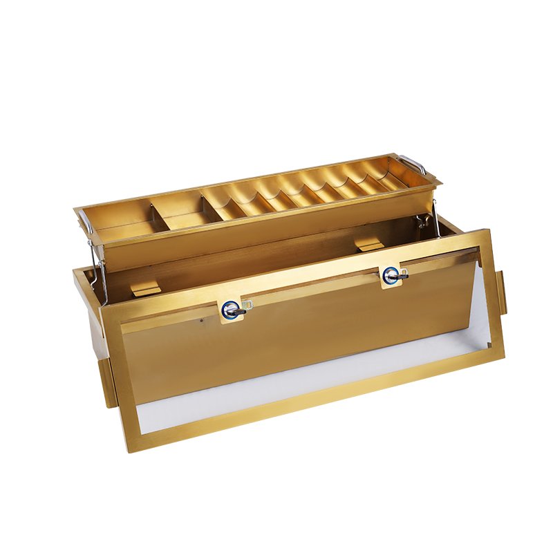 YH 30 inch Double Layers Golden Metal Poker Chip Tray With Lid And Lock For Casino