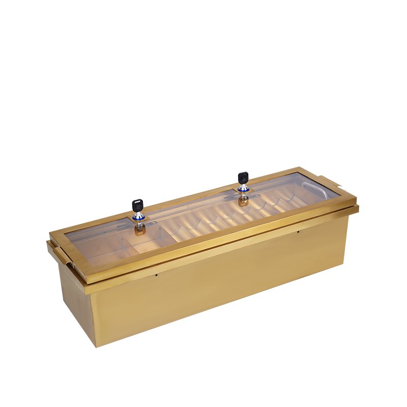 YH 30 inch Double Layers Golden Metal Poker Chip Tray With Lid And Lock For Casino