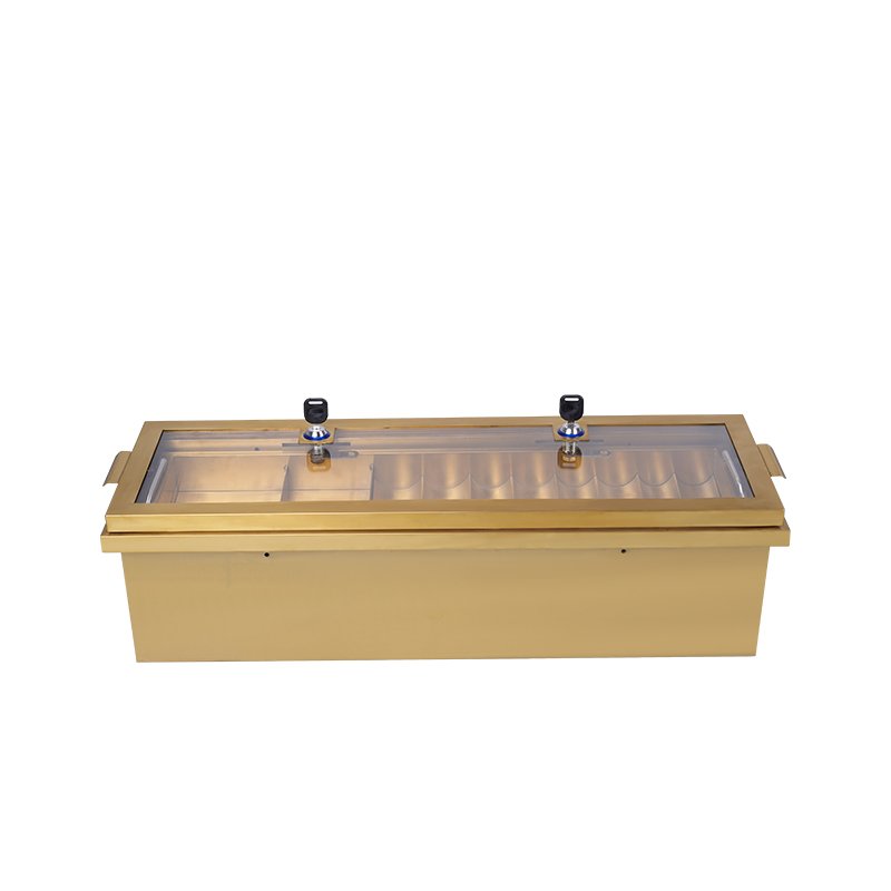 YH 30 inch Double Layers Golden Metal Poker Chip Tray With Lid And Lock For Casino