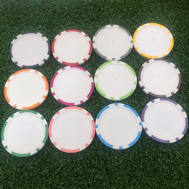 Wholesale Cheap Ready to ship Colors Clay ABS Blank Unique 40mm Logo Golf Accessories Plastic Poker Chip Golf Ball Markers