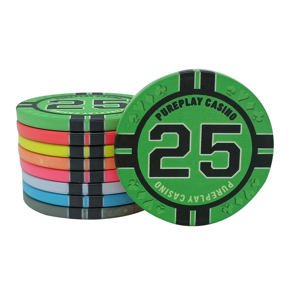 Hot selling ceramic poker chips 39mm 10g with big black number value any design can custom from Chinese manufacture for casino