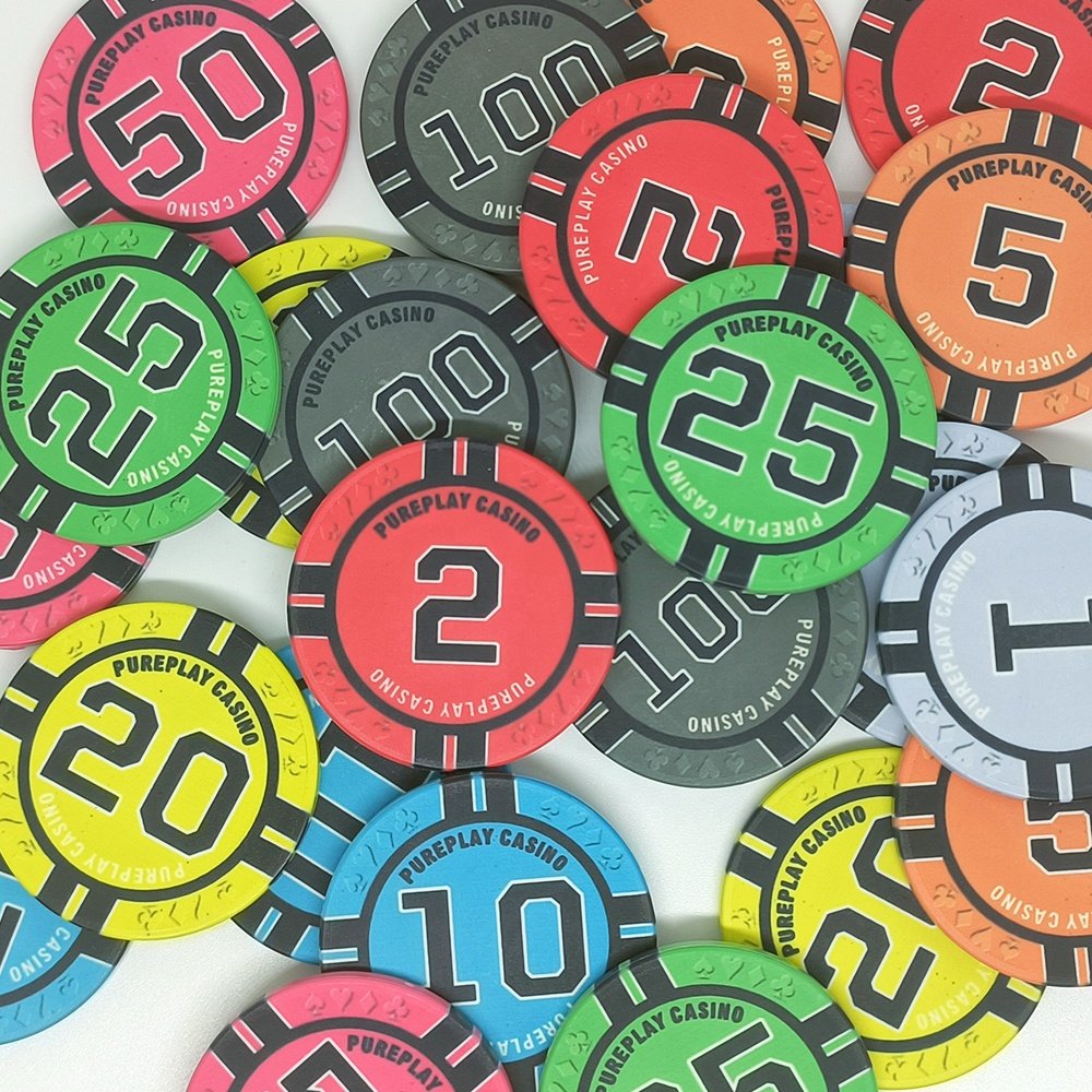 Hot selling ceramic poker chips 39mm 10g with big black number value any design can custom from Chinese manufacture for casino
