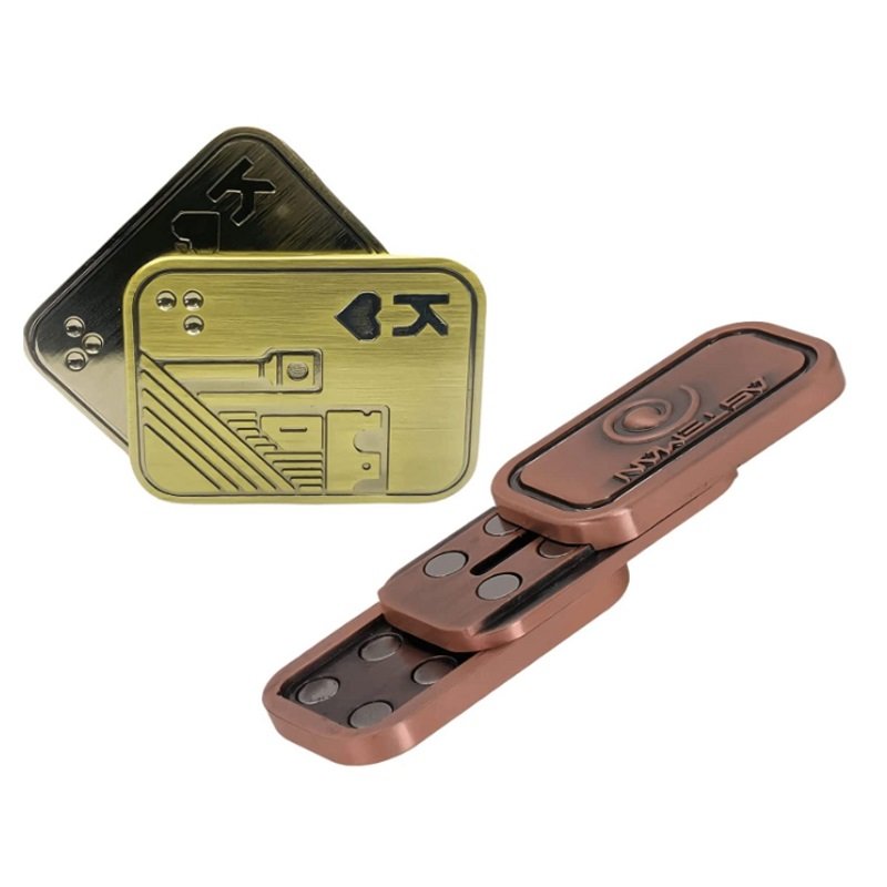 Custom Stress Relief Toy Metal Poker A Push Card Magnetic Metal Poker Fidget Slider