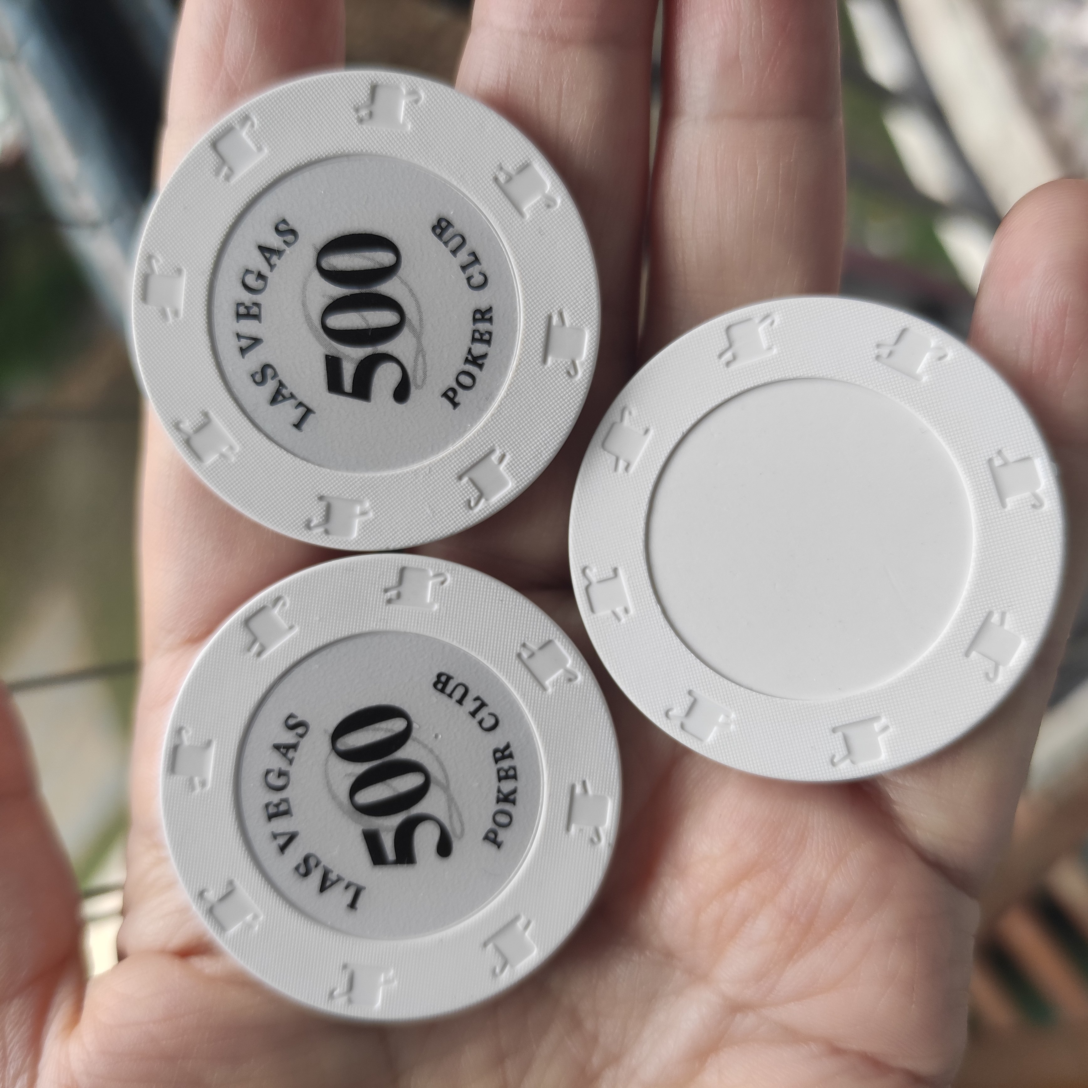 TOP HAT AND CANE MOLD 9.5G White Ceramic Poker Chips Blank allow sublimation by yourself