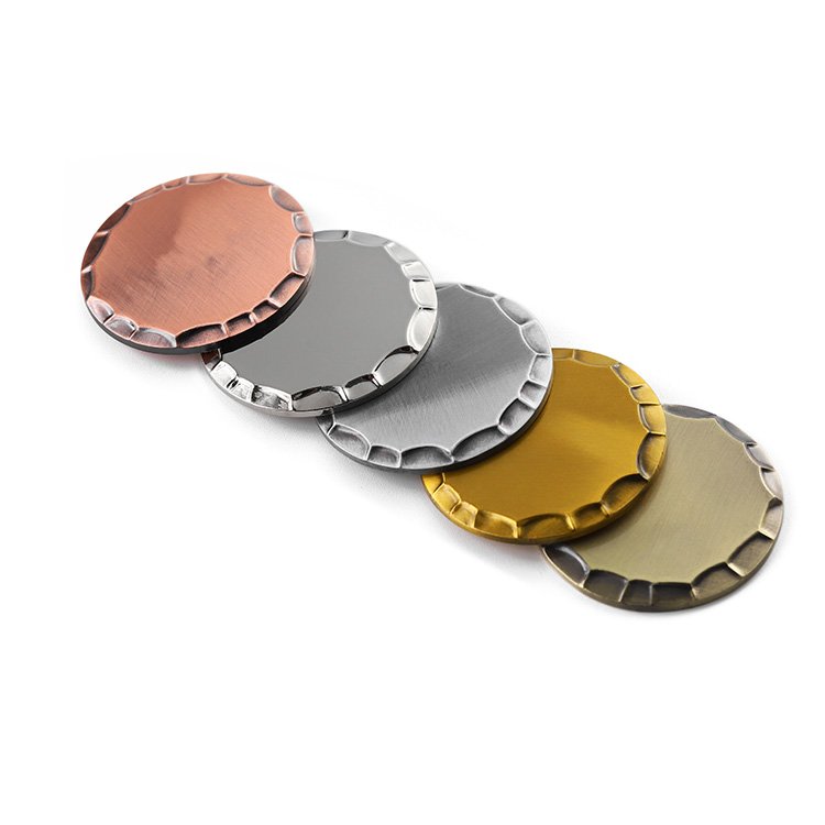Golf Accessories Custom Gift Metal Hammered Token Coin Zinc Alloy Brass Color Blank Golf Ball Marker Golf Poker Chip
