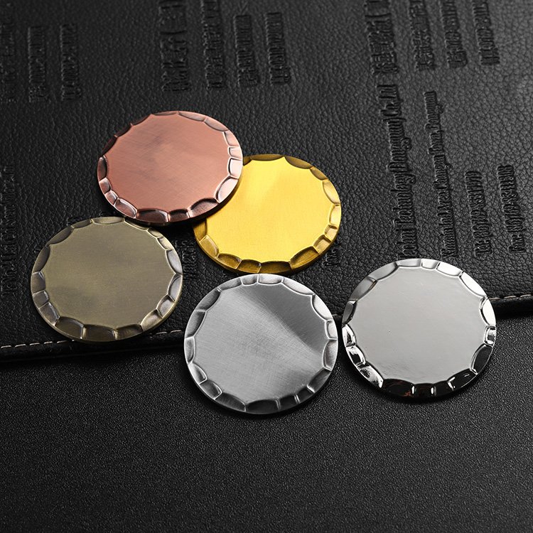 Golf Accessories Custom Gift Metal Hammered Token Coin Zinc Alloy Brass Color Blank Golf Ball Marker Golf Poker Chip