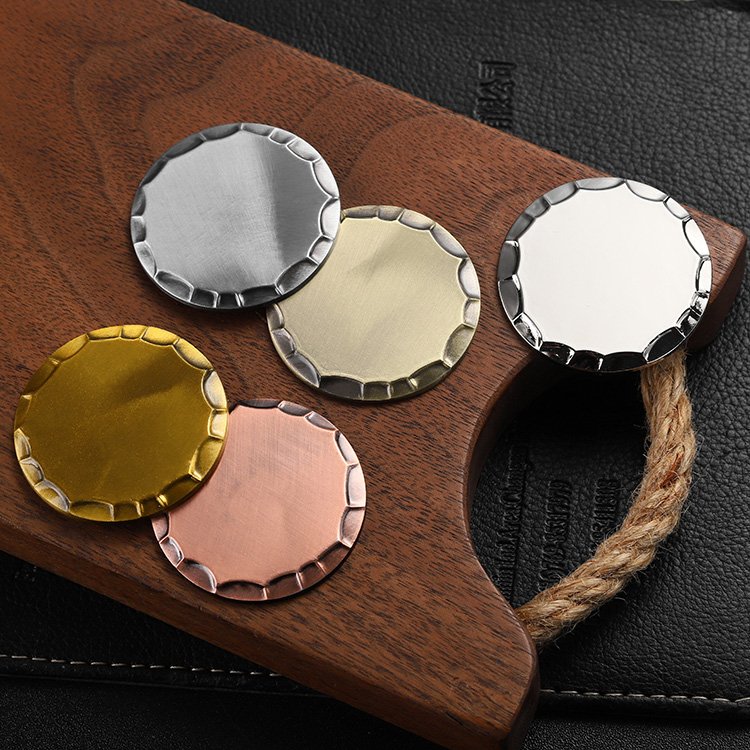 Golf Accessories Custom Gift Metal Hammered Token Coin Zinc Alloy Brass Color Blank Golf Ball Marker Golf Poker Chip