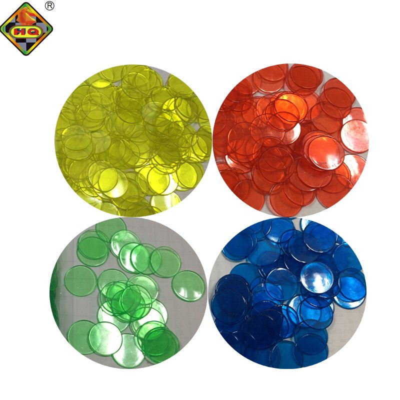 Custom 19mm Clear Plastic Bingo Game Chips Poker Chips Supplies for Bingo Poker