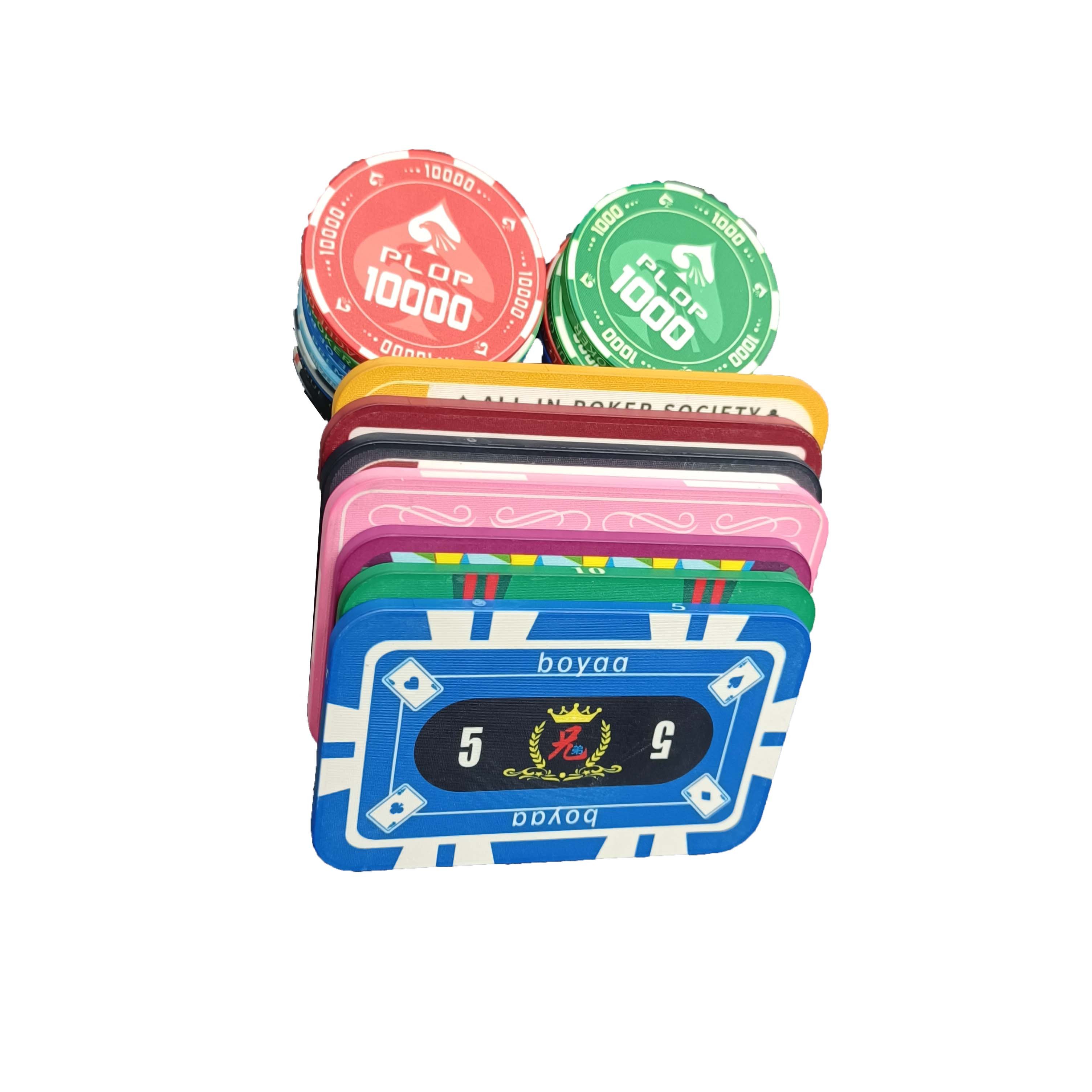 Custom Pp Ceramic Material Rectangle Poker Chips set with aluminum case 500 for Poker Casino Chips