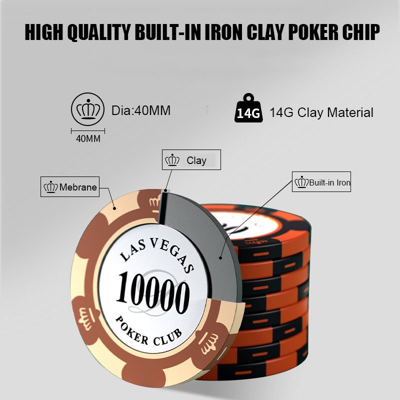 Custom Logo Ceramic ABS Las Vegas Crown High Quality Professional 14g 14 gram Casino Token Set Clay Texas Hold'em Poker Chips