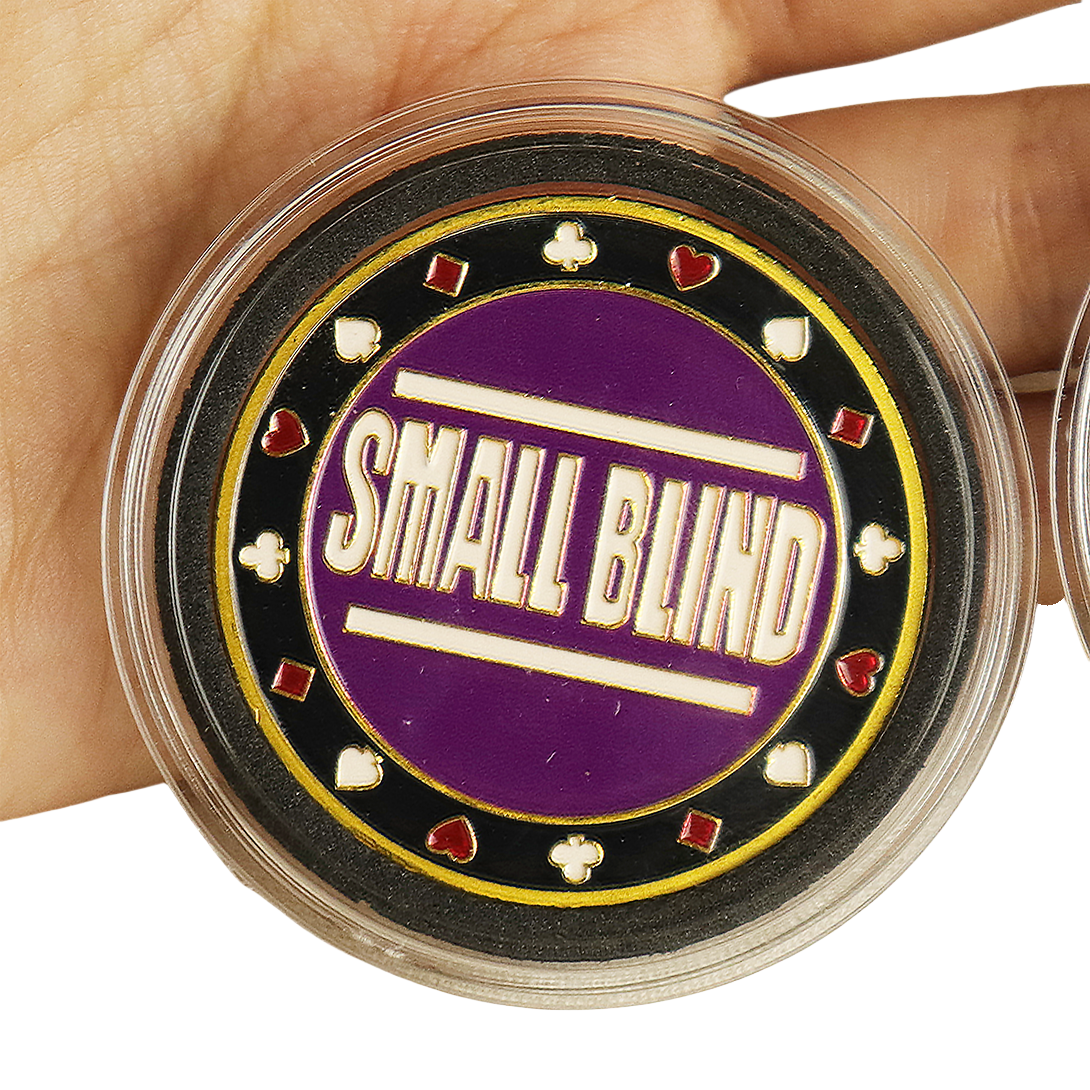 Custom 5CM Zinc Alloy Dealer Poker Chips Small Big Blind All in Puck Buttons Gold or Silver Color Plating Metal Texas Poker Chip