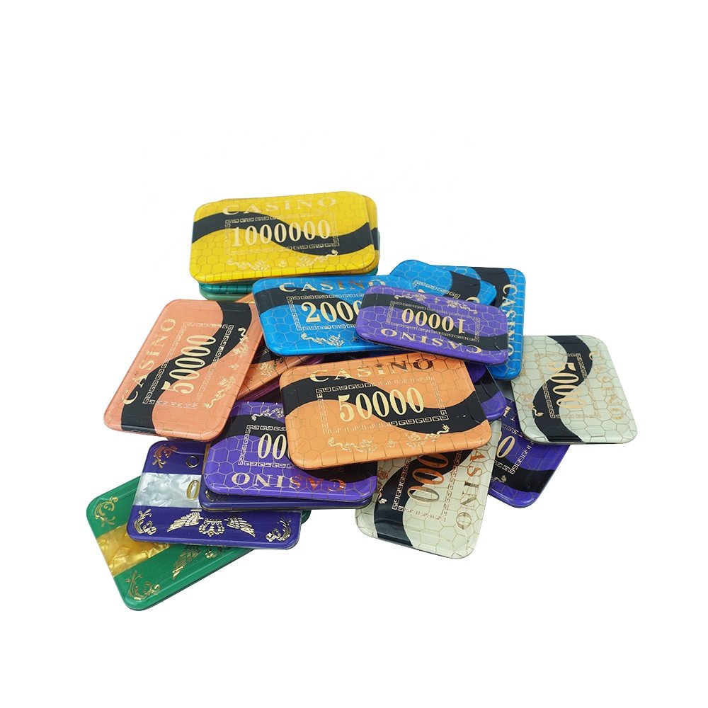 Kaile factory acrylic uv anti-fake poker chips round and plaque chip multi size with value custom logo for casino game