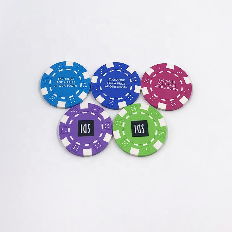 Custom logo clay poker chips 12gram different colors dice logo casino chip