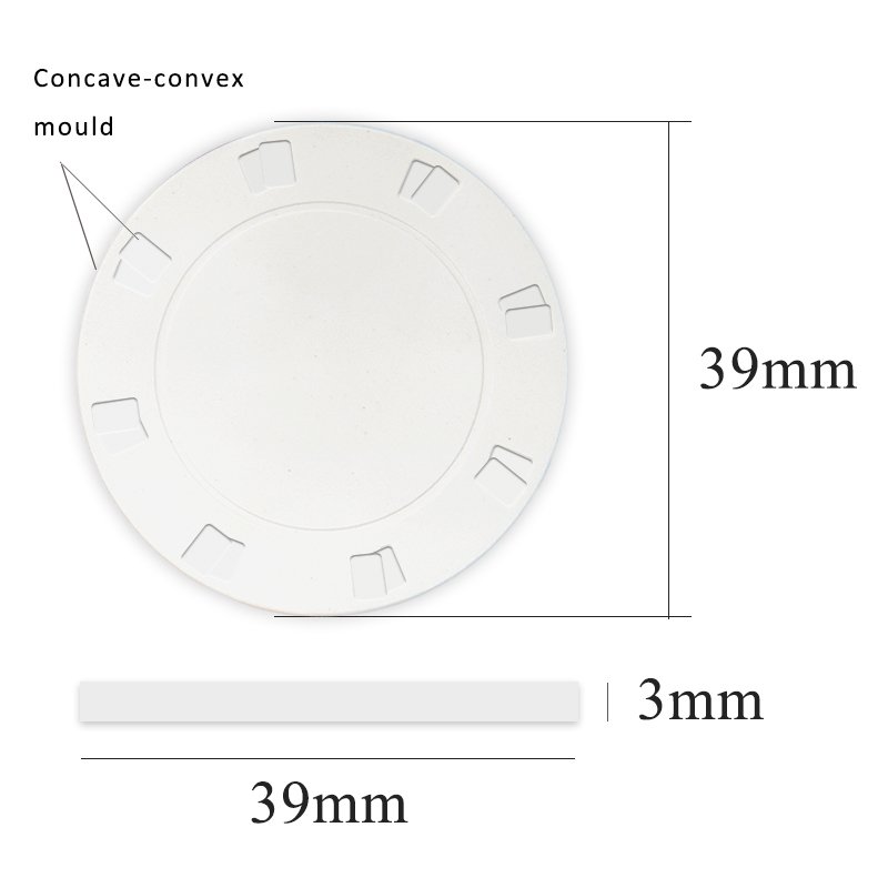 Casino European Round Coins Blank White Gambling Logo Custom Professional Supplier Ceramic Poker Chip 39mm 10g
