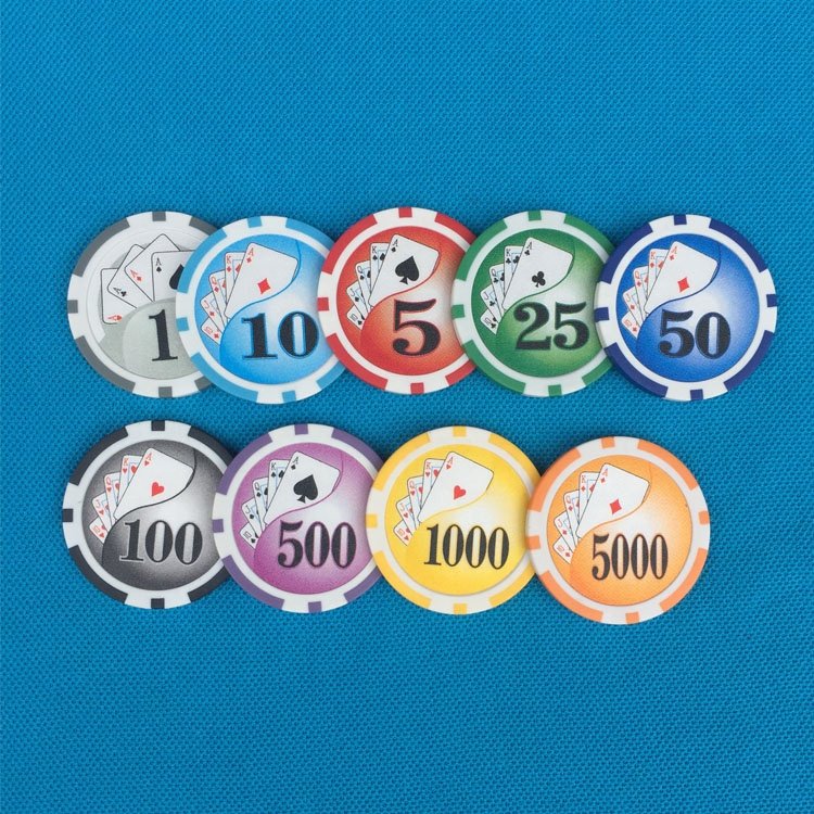 11.5G 8 STRIPES poker chips wholesale with royal flush stickers