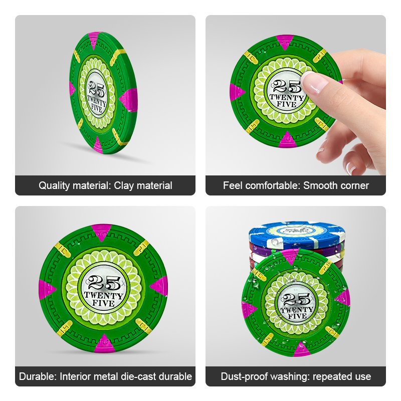 40mm Clay Poker Chips Casino Gambling Game Token for Card Board Game 14g Coins Poker Table Accessories