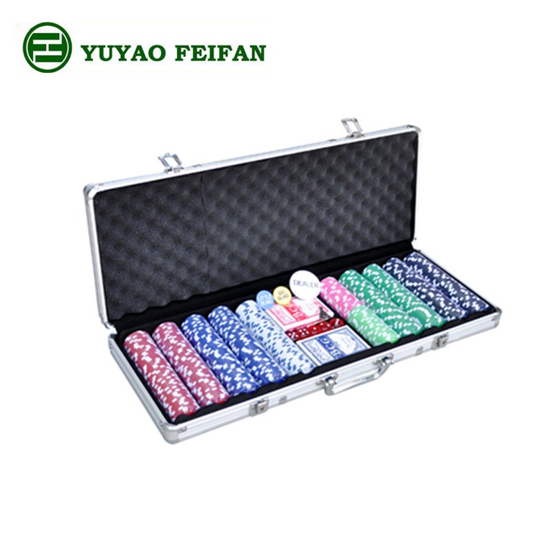 500pcs 5 in 1 poker chip set with aluminum silver case