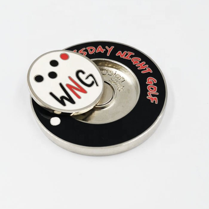 New design custom metal golf poker chip hard enamel magnetic golf ball marker