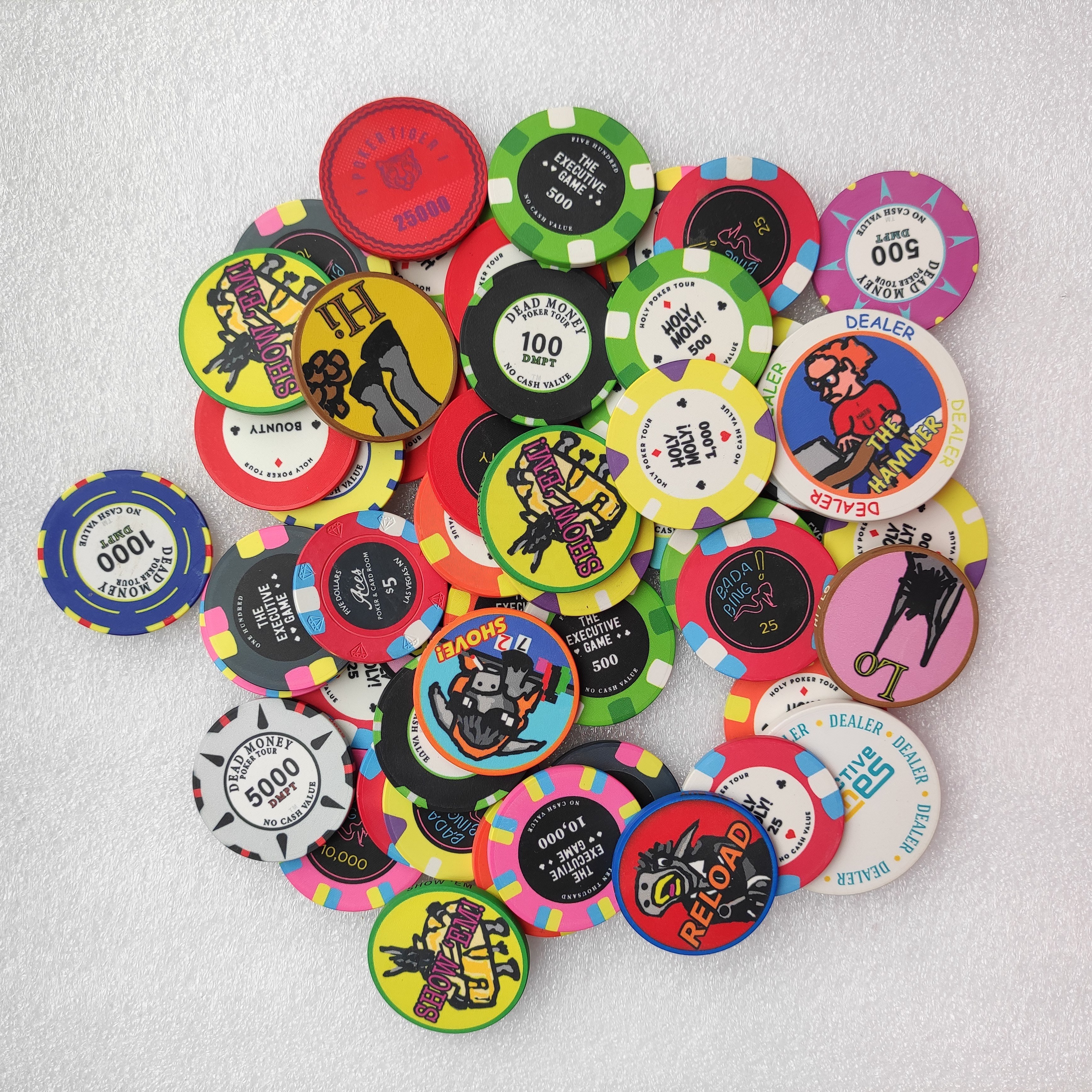 Customized 39/43/46/50/55MM ceramic poker chips for cash and nn game set