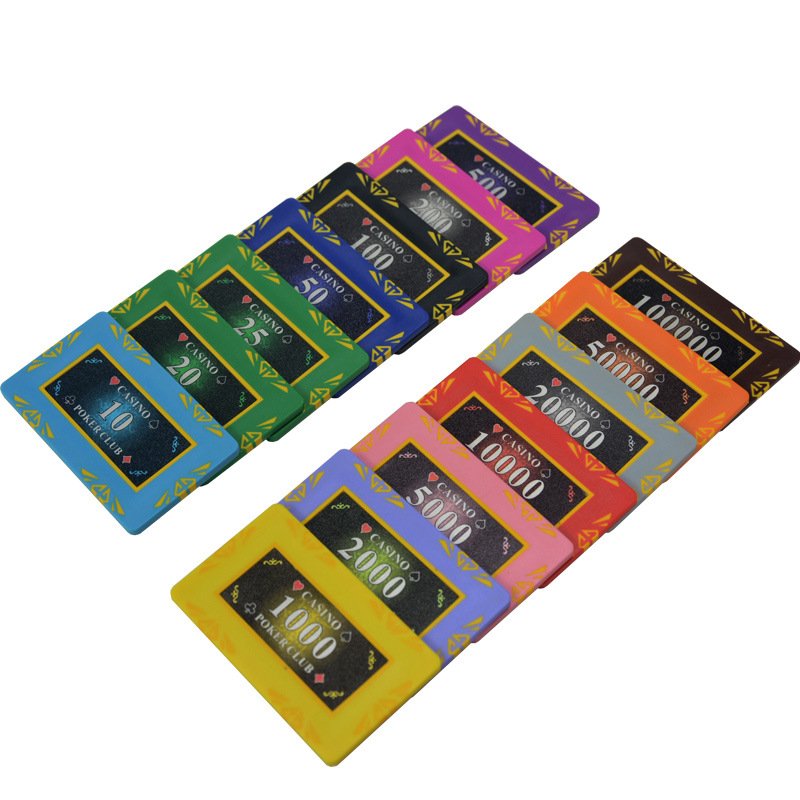 High Quality Clay Rectangular Square Poker Chip Sticker,ceramic Baccarat mahjong card game chip coin,Casino Poker Chips.